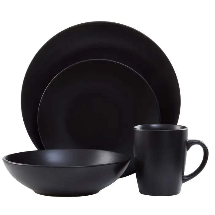 Premier 16 Piece Black Stoneware Dinner Set - 0723384