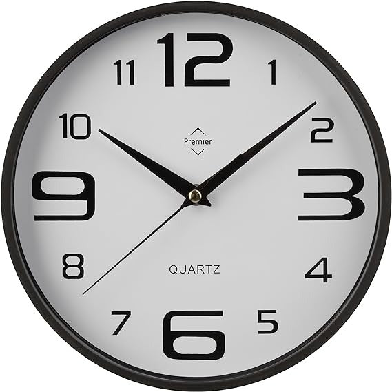 PREMIER 25.4CM DIA RND WALL CLOCK LRG/SML