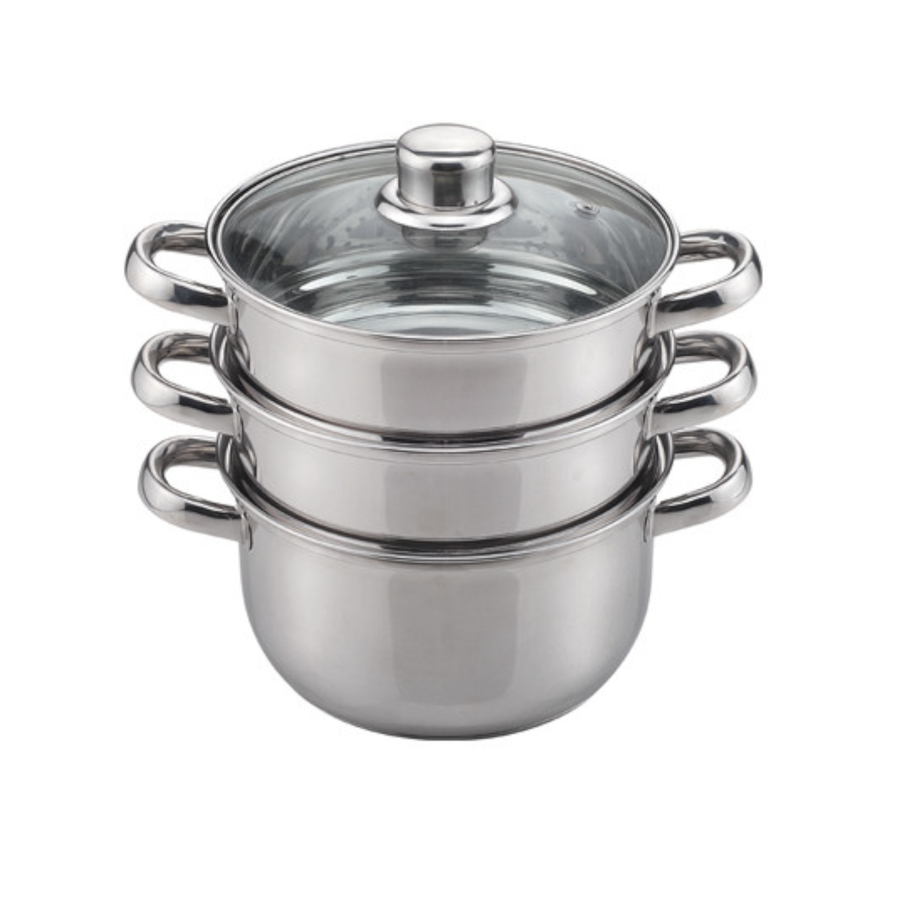 Sabichi 18cm S/S 3 Tier Steamer Taper Temp Glass Lid - 93776-I