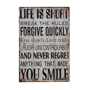 Premier Life is Short Wall Plaque-2800702